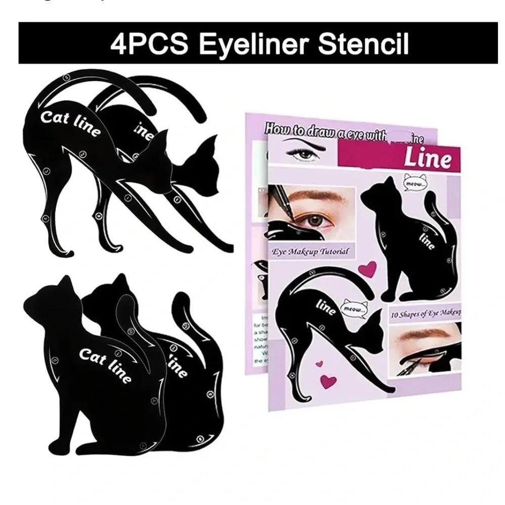 4 Pcs Eyeliner Stencils for Cat Eye Winged and Eyeshadow Applicators Shaper